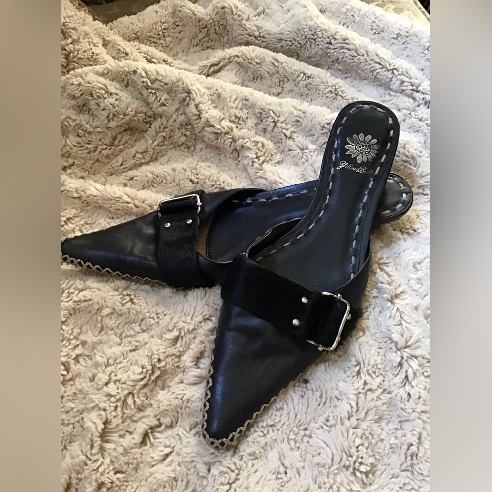 Yellow Box Mules with Top Strap